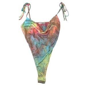 Fashion Nova Multi Color Snakeskin Bodysuit Sz S